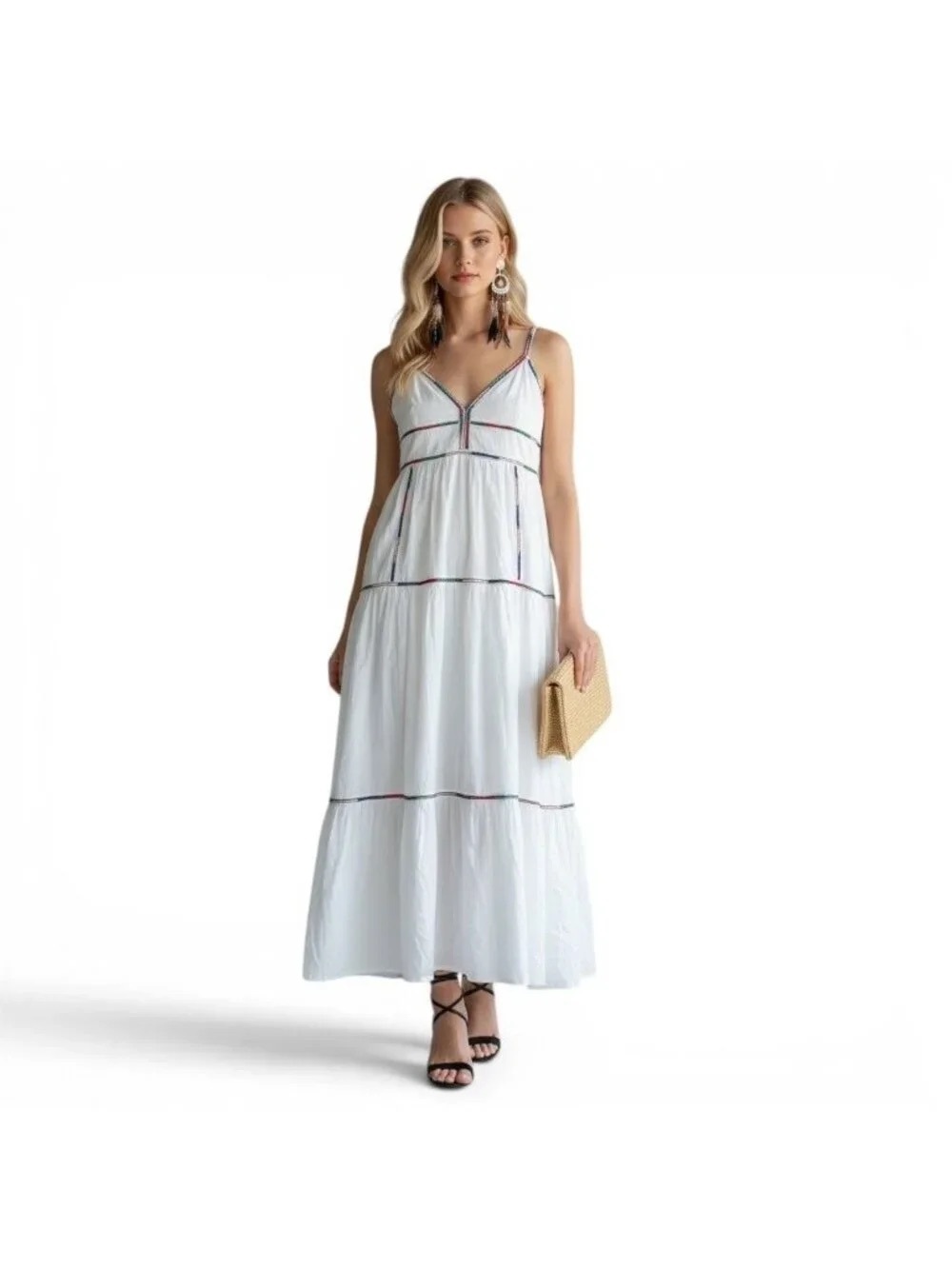 NWT Caroline Constas Beaded Boho Maxi Dress